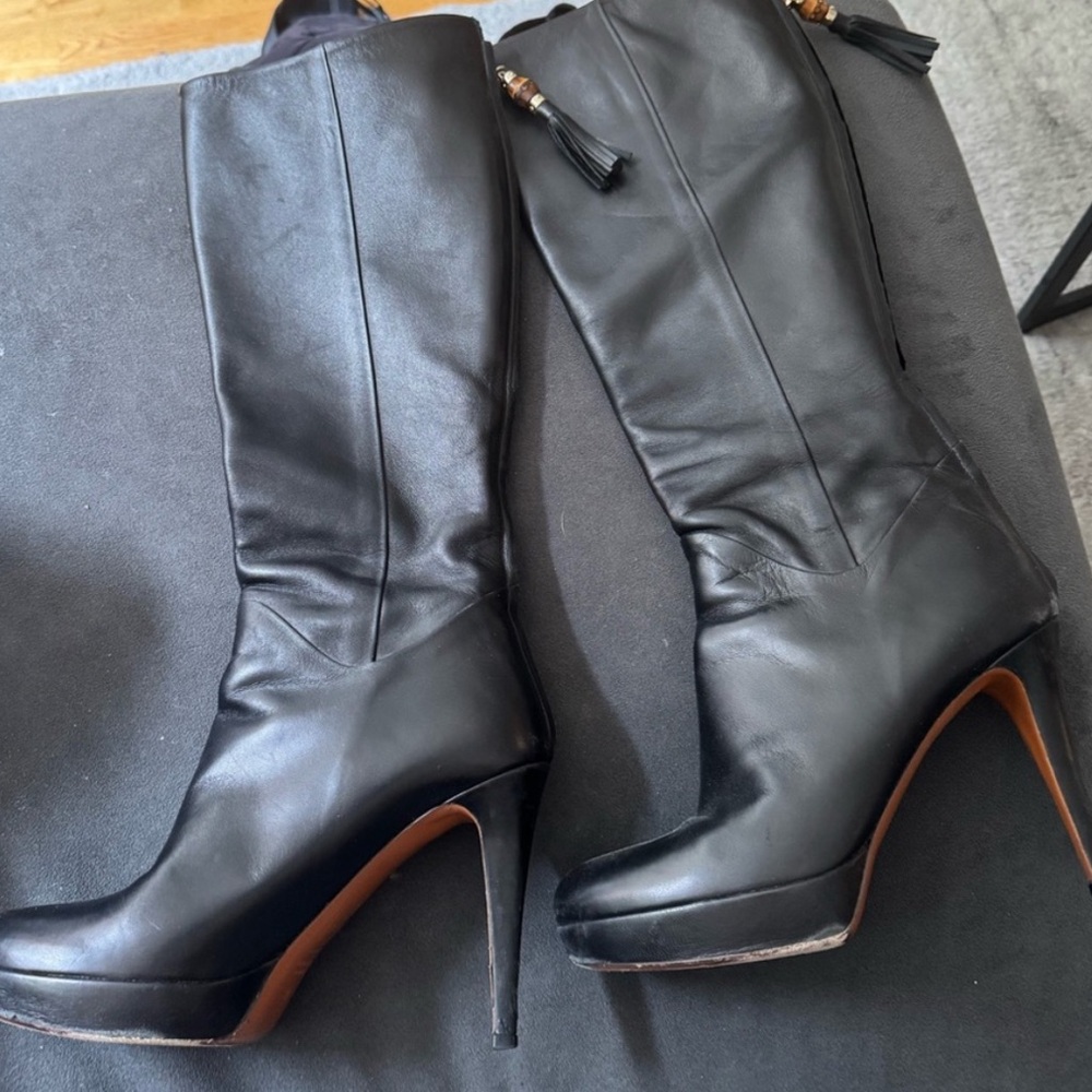 Gucci Black Knee-High Leather Boots